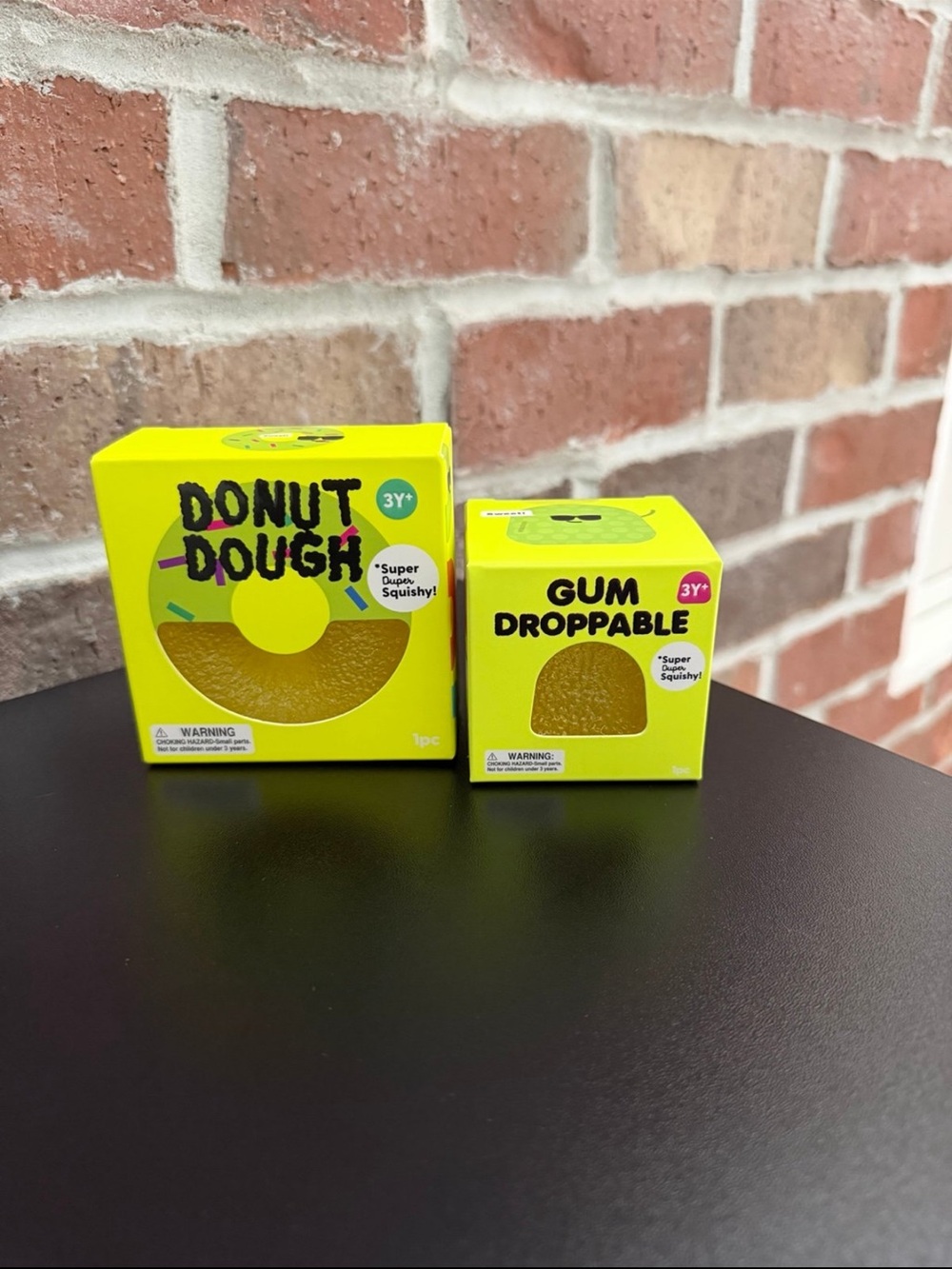Donut Dough & Gum Droppable Squishy Toys - Bright Lime Yellow Boxes